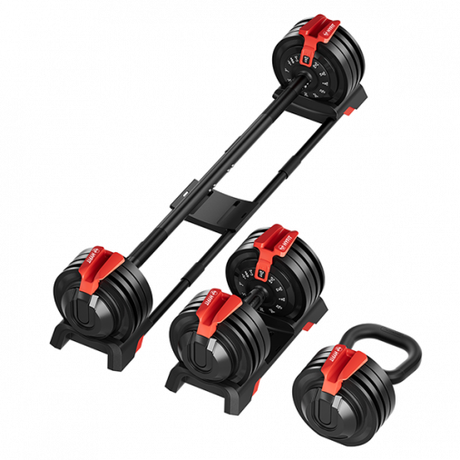 Набор регулируемый HYFIT SINGLE 24 кг, гантель (4-24 кг), штанга (4-24 кг), гиря (2-12 кг)