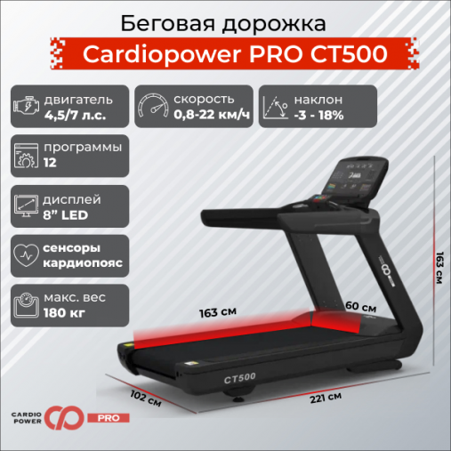 Беговая дорожка профессиональная CardioPower PRO CT500
