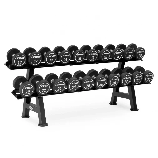 Набор уретановых гантелей Ziva 12-30 кг (10 пар) общий вес 420 кг Набор уретановых гантелей Ziva 12-30 кг (10 пар) общий вес 420 кг